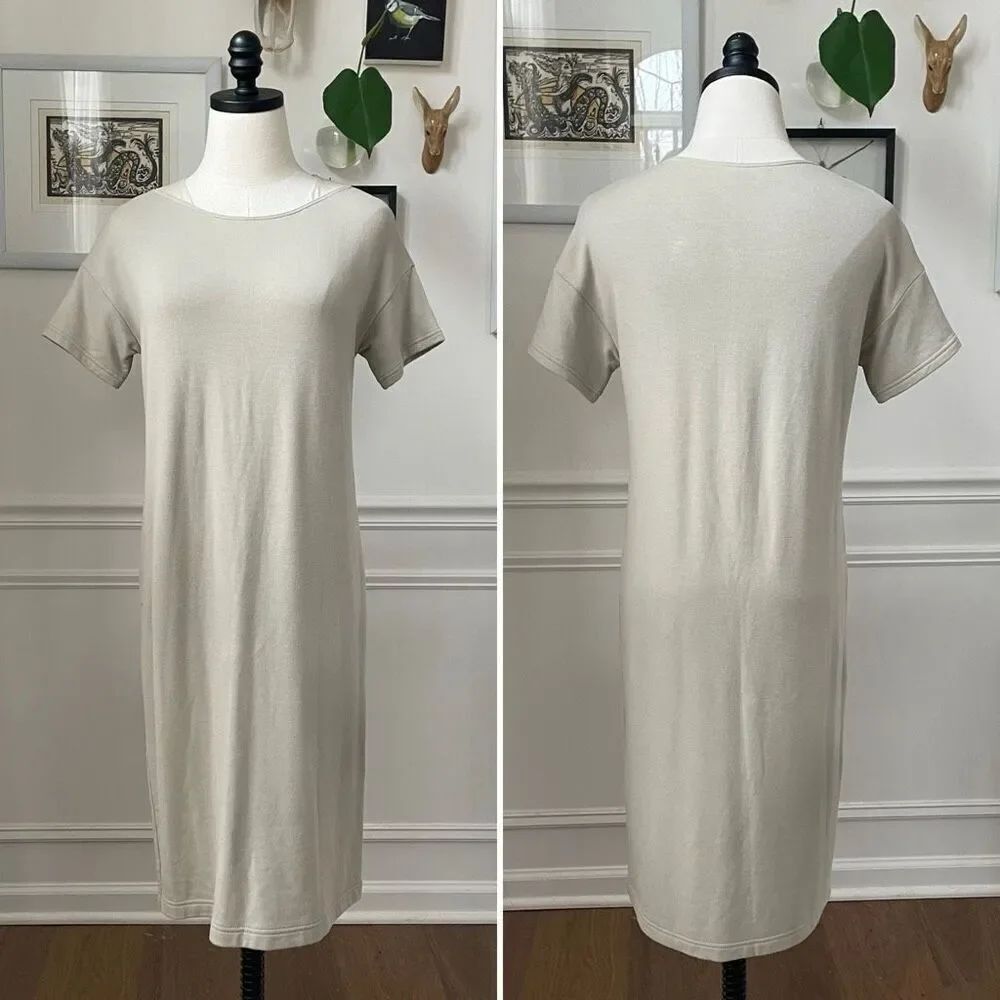 Lafayette 148 New York Taupe Stretchy Shift Dress P S